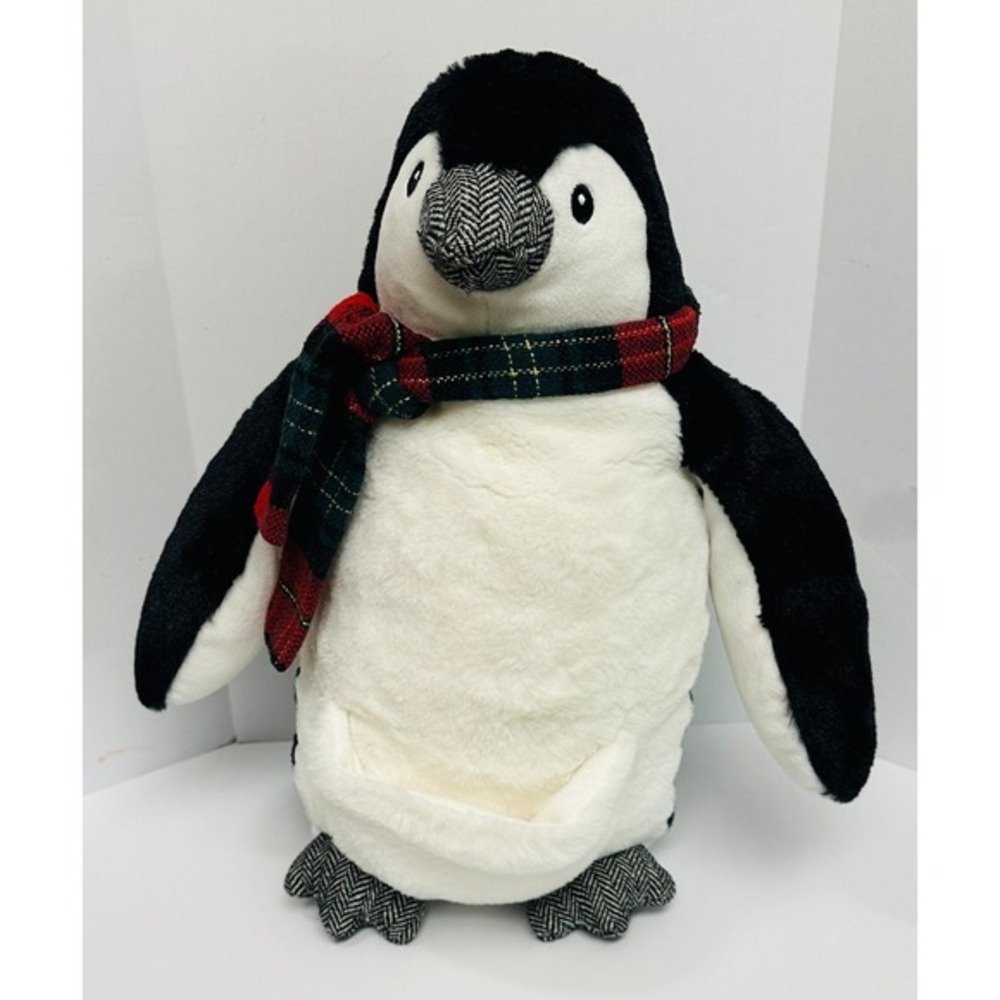 Pier 1 Imports Teeter The Penguin 14" Stuffed‎ Animal Plush w Red & Green Scarf